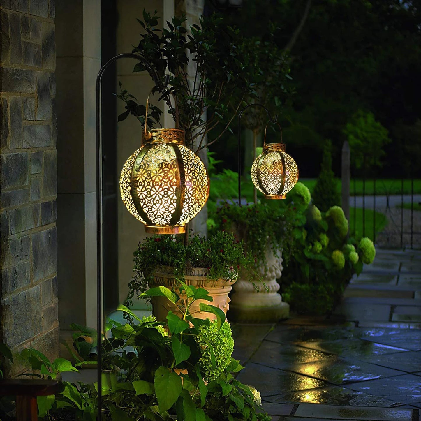 Punched Metal Solar Garden Lanterns