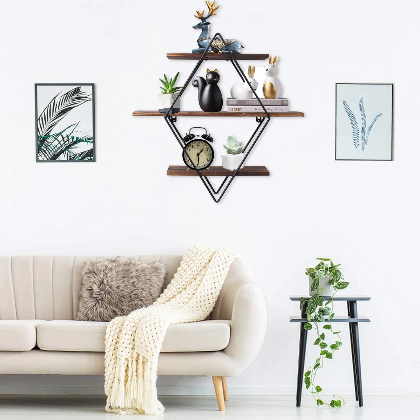 3 Tier Geometric Floating Shelf