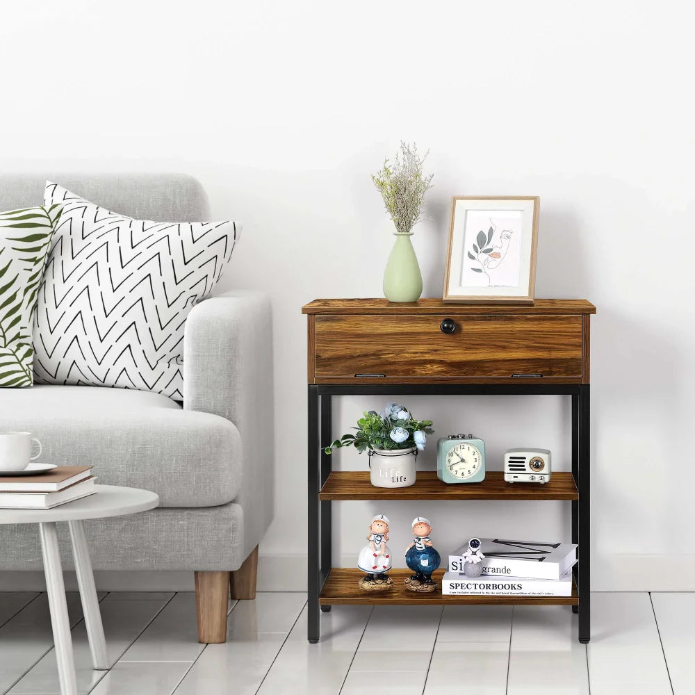 Narrow End Table with Charging Station