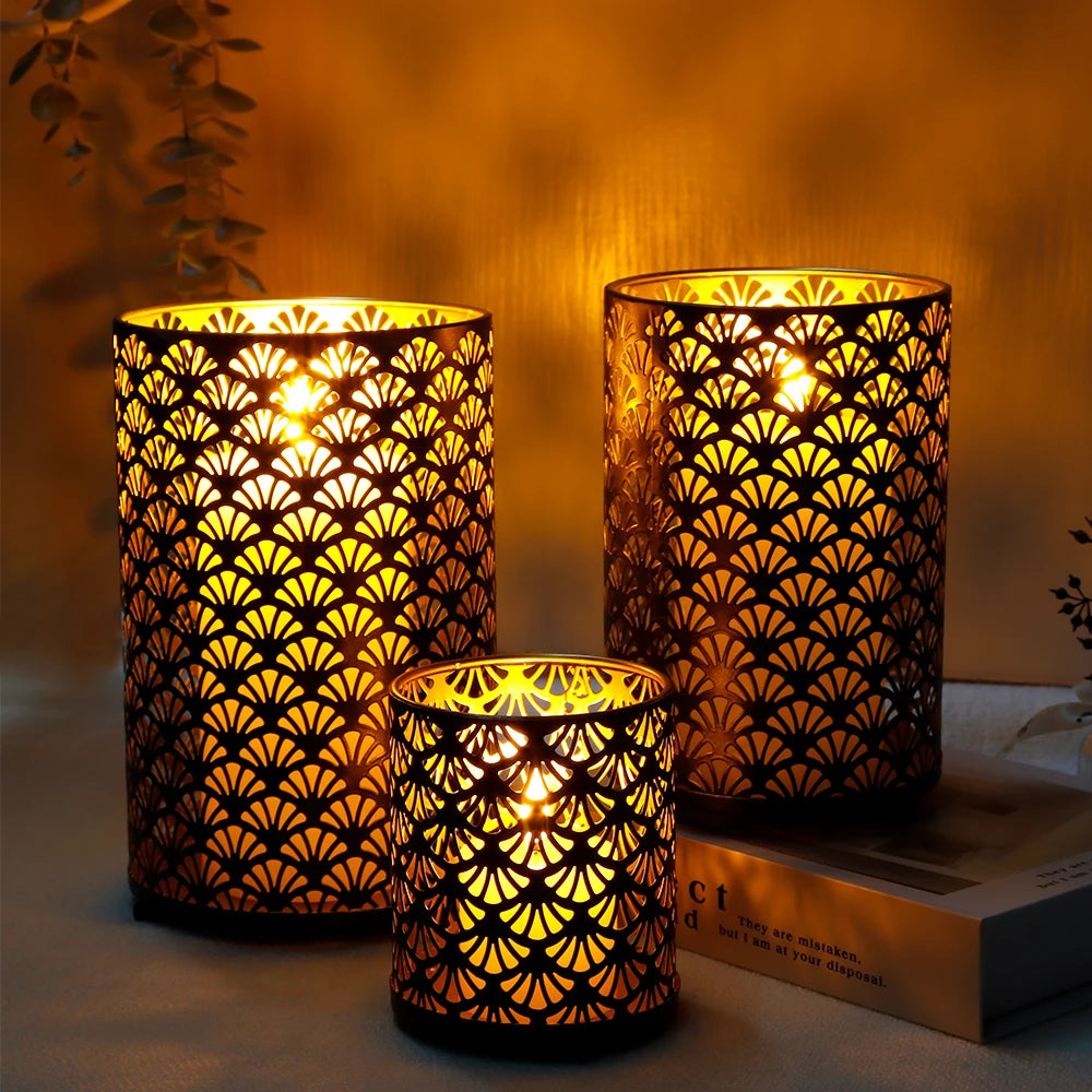 Fan Pattern Metal Candle Holders