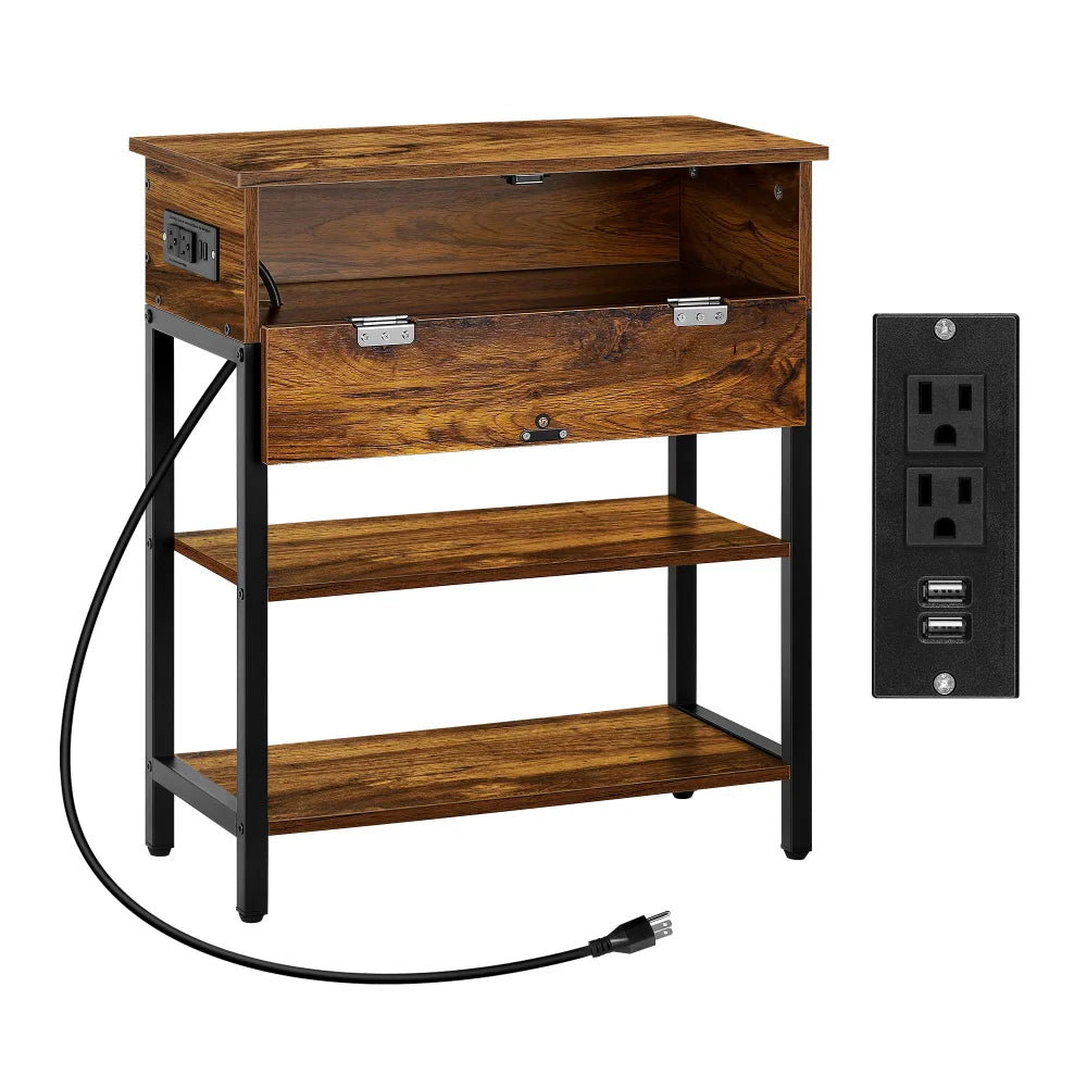 Narrow End Table with Charging Station