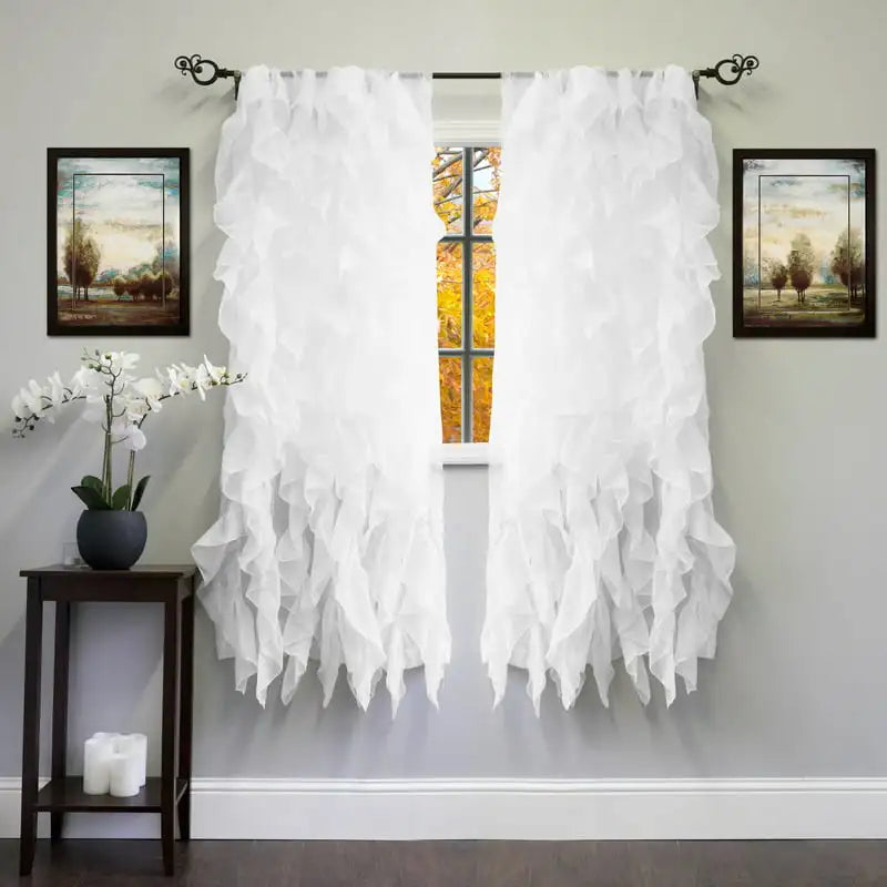 Sheer Voile Vertical Ruffled Tier Window Panel