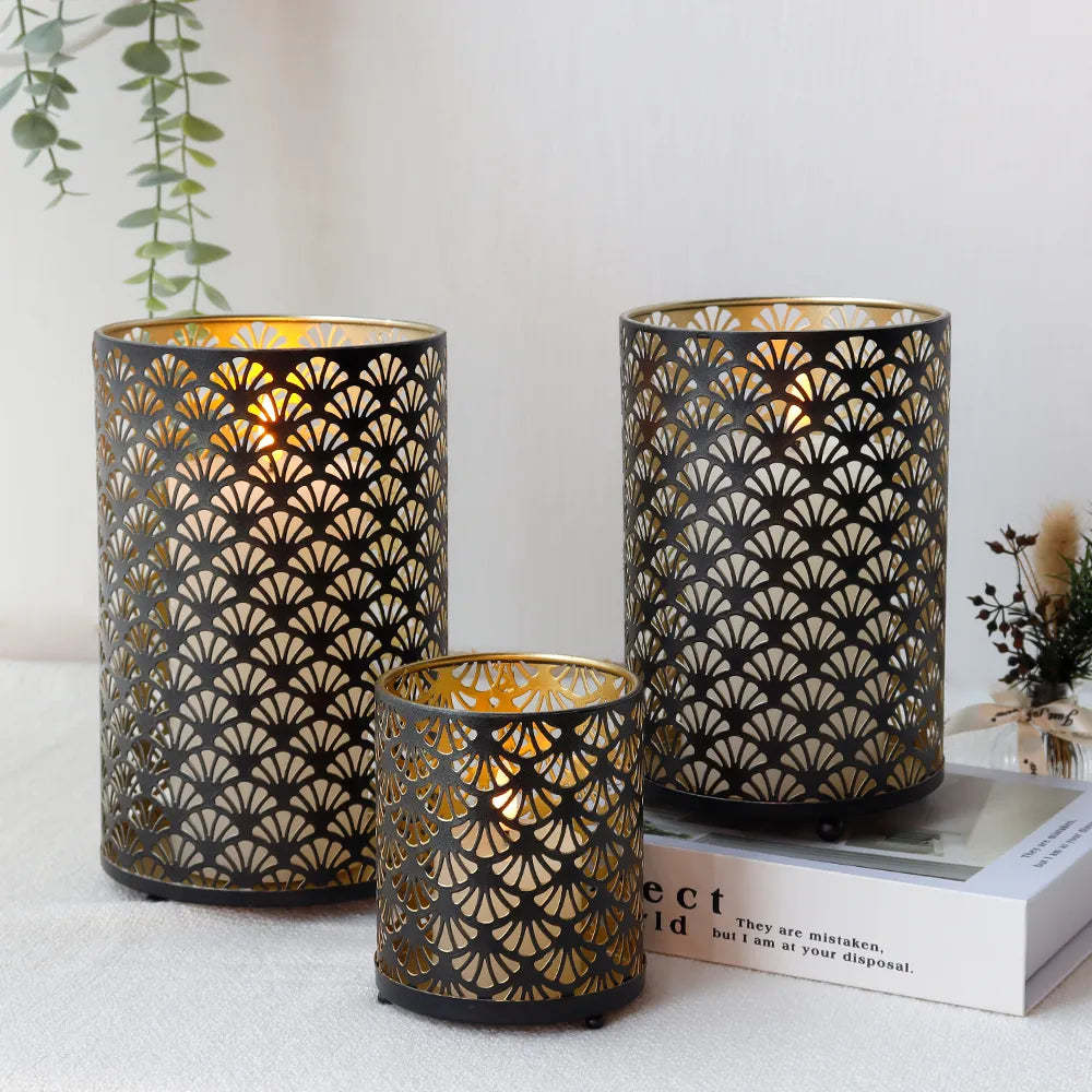 Fan Pattern Metal Candle Holders