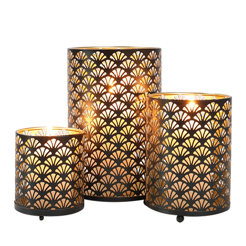 Fan Pattern Metal Candle Holders