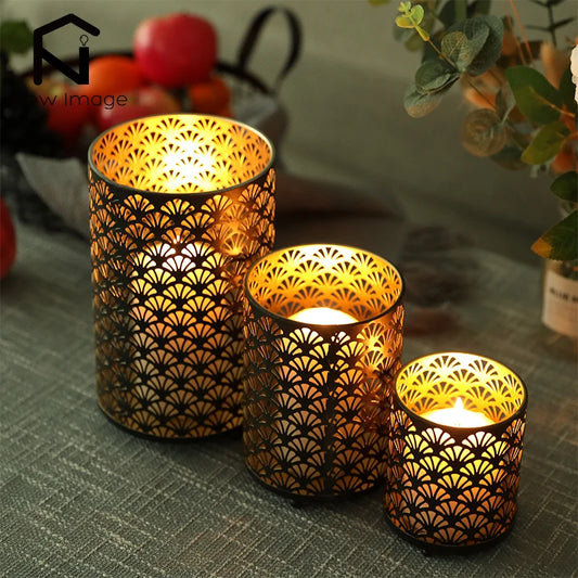 Fan Pattern Metal Candle Holders