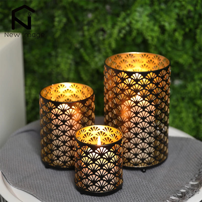 Fan Pattern Metal Candle Holders